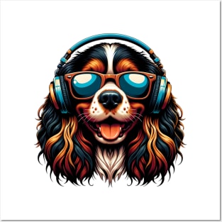 Grinning Boykin Spaniel as Smiling DJ with Sunglasses Posters and Art